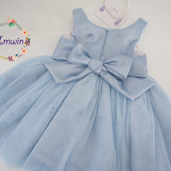 Dusty blue Flower girl dress Wedding party dress Girl Special occasion dress Toddler girl dress Baby girl dress
