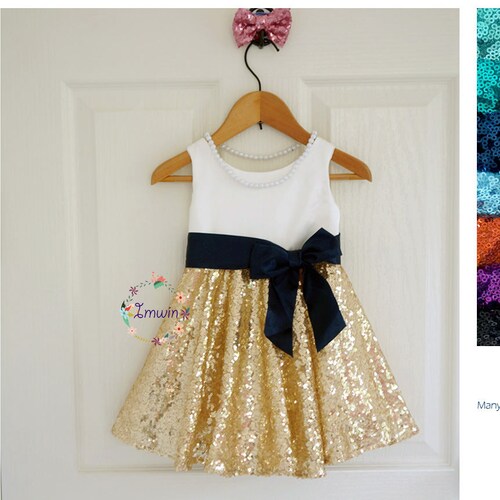 Gold and Navy Wedding Flower Girl Dress Toddler Tulle Dress Etsy