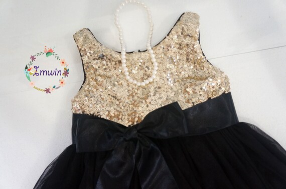 black and gold flower girl dresses