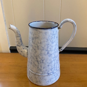 Vintage enamel coffee pot,Belgian made for the French market, shabby chic decor, cottage decor, French country decor, farmhouse decor