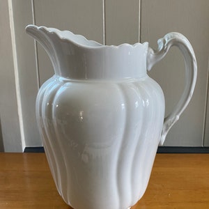 Large antique ironstone pitcher, Johnson Bros., c. 1883-1913 whiteware