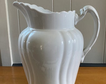 Large antique ironstone pitcher, Johnson Bros., c. 1883-1913 whiteware