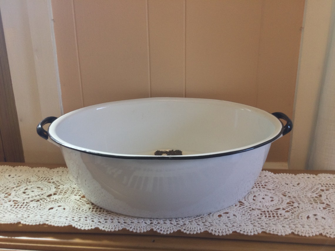 Extra large enamel wash basin with handles rare large wash Etsy