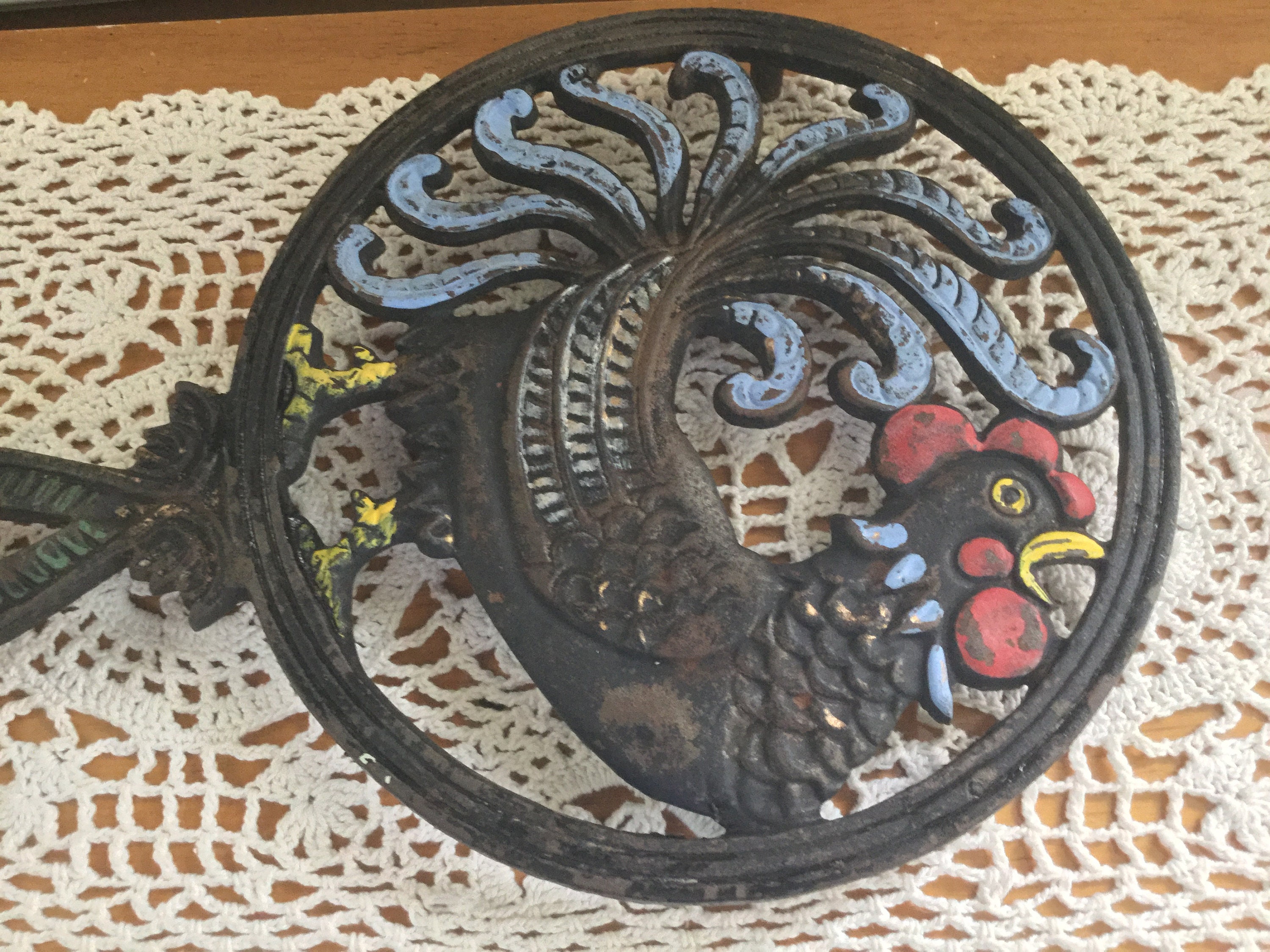 Vintage rooster trivet cast iron rooster trivet original Etsy