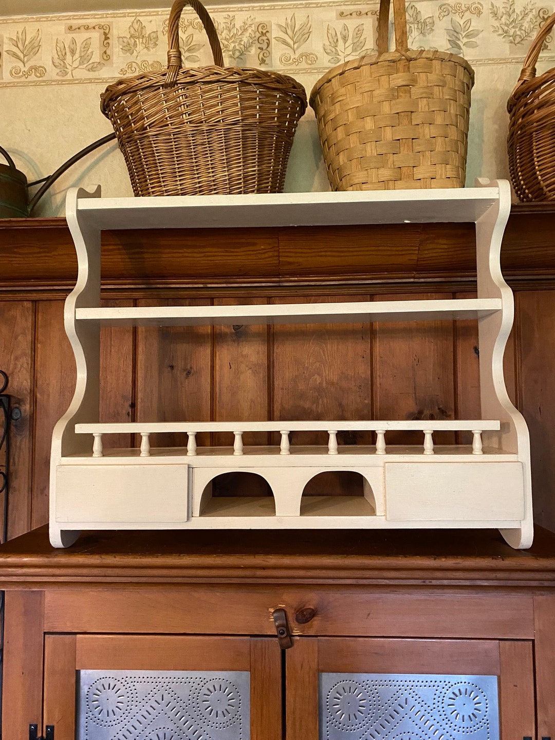 Large Vintage Farmhouse Kitchen Shelves Wooden Kitchen Shelf Etsy