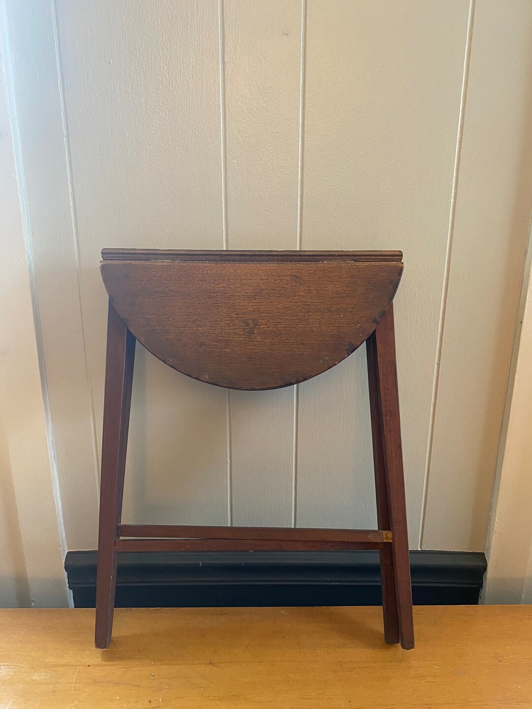 Round Drop Leaf Folding Gate Leg Table Wooden Side Table Etsy