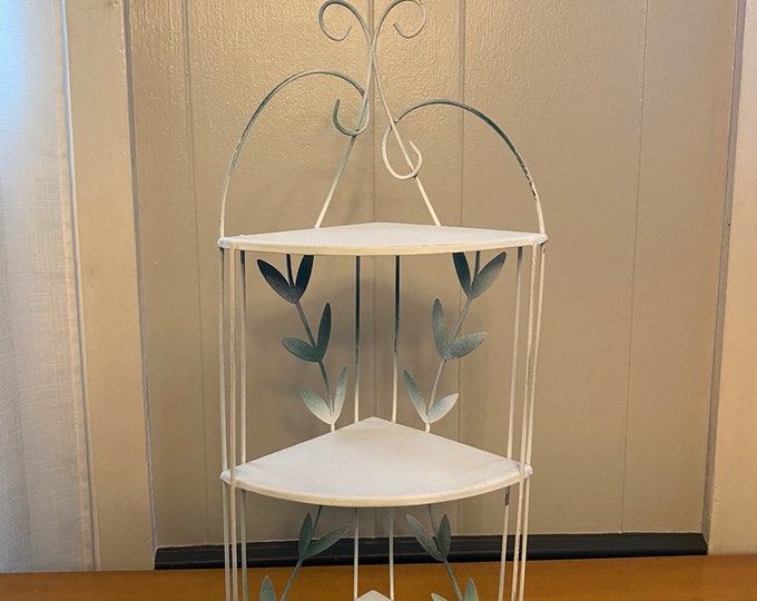 Vintage Metal Corner Shelf Etsy