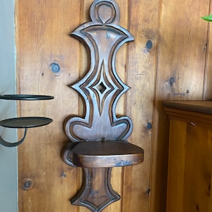 Funky chunky hand carved 1970’s wall shelf, folk art shelf, primitive shelf