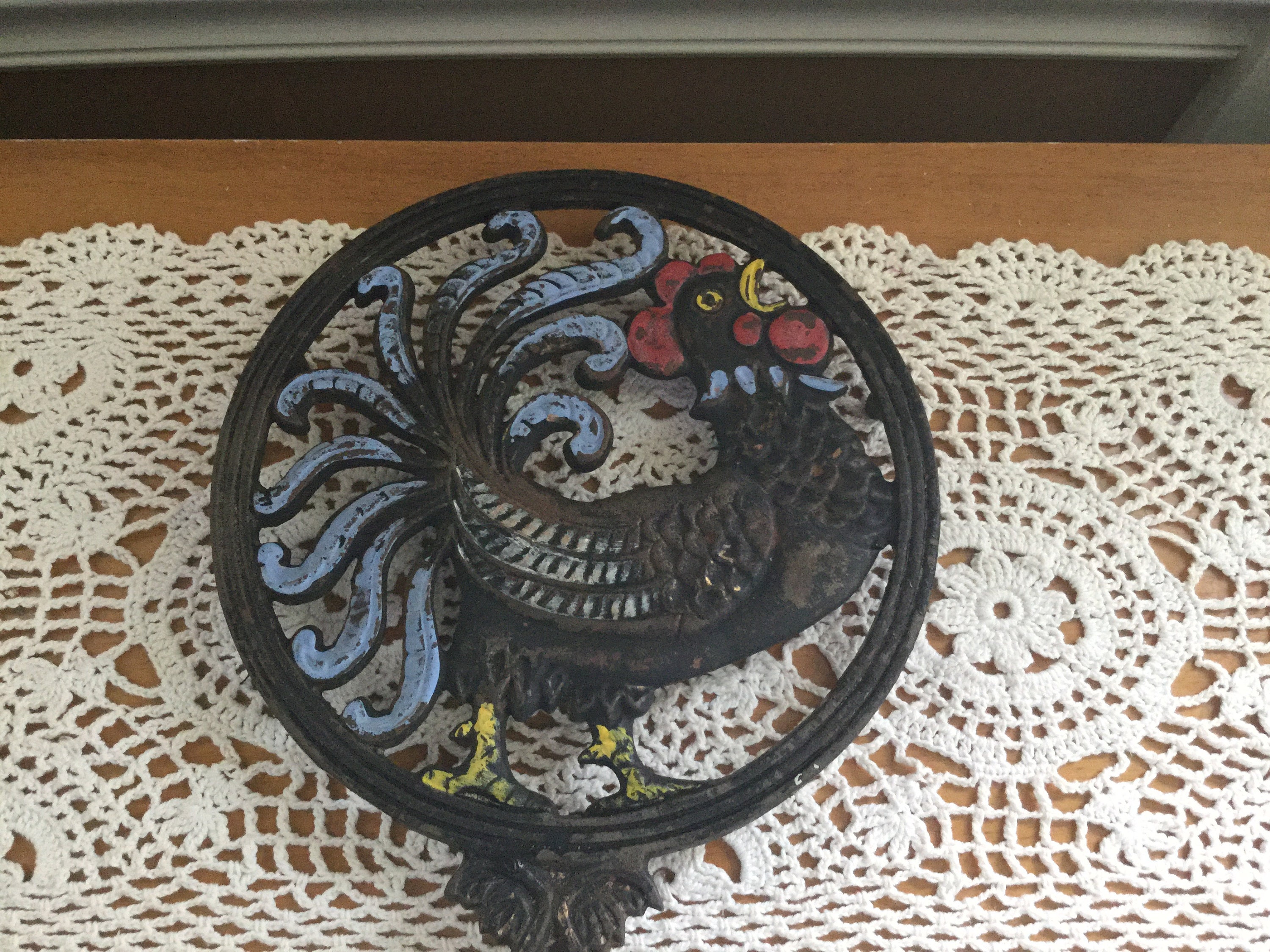 Vintage rooster trivet cast iron rooster trivet original Etsy