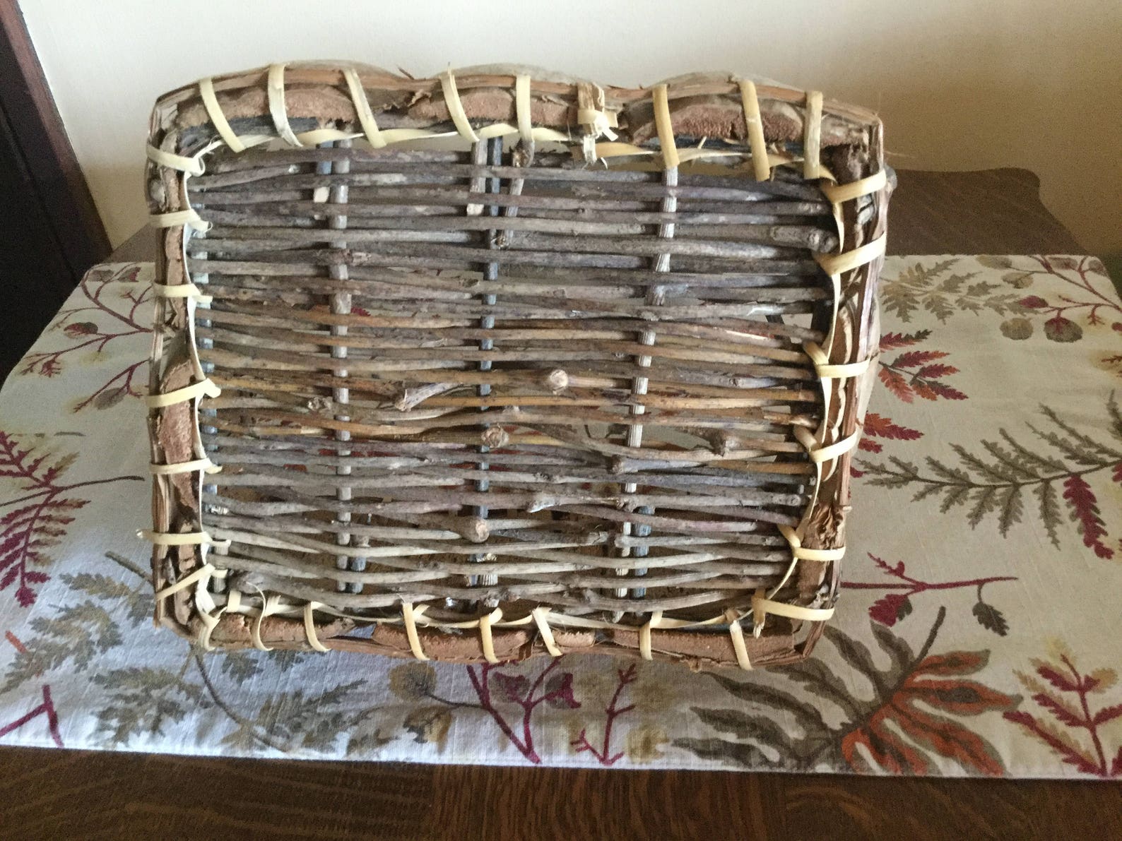 Primitive bark and twig basket hand sewn basket Native Etsy