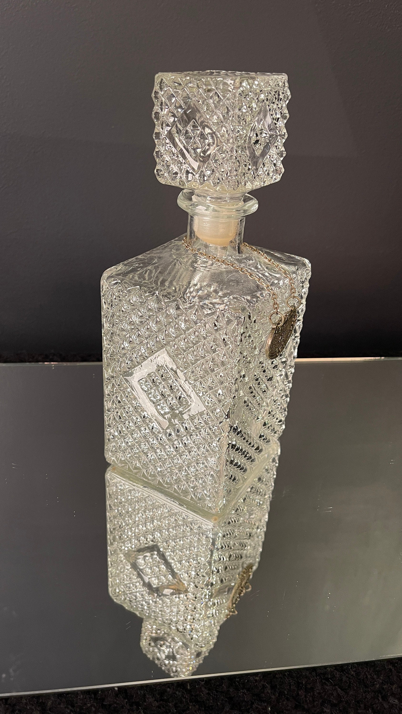 Vintage Gin or Bourbon Decanter with 2 sided label MCM Etsy