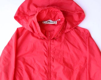 80s Candy Red L.L. Bean Packable Windbreaker Anorak Jacket | Size Medium