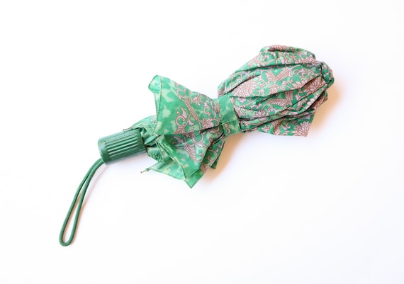 1970s Christian Dior Parasol Umbrella Jade Floral