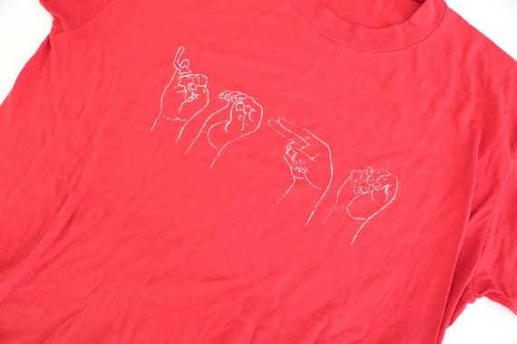 1980s-90s ASL "John" Cherry Red Tee - image 6