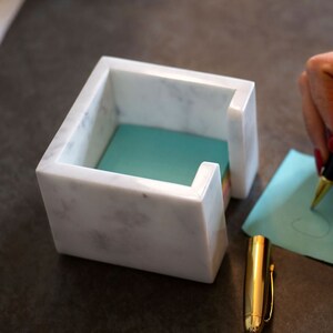 ホワイトマーブルオフィスデスクアクセサリー、付箋ホルダー