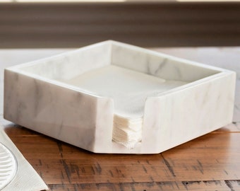Cocktail Napkin Holder, Modern Marble Napkin Holder for Table, Elegant White Napkin Tray, Stone Marble Napkin Caddy, Marble Kitchen Decor