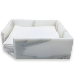 Cocktail-Serviettenhalter für Tisch, moderner quadratischer Marmor-Serviettenhalter, elegante flache Serviettenablage, Steinmarmor-Serviettenhalter, Marmorküche