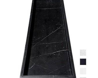 Lange zwarte marmeren dienblad – Rechthoekig aanrechtblad, modern stenen decor, 7 x 21 inch, aangepaste formaten en steenopties beschikbaar