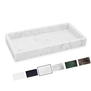 White Rectangular Marble Vanity Tray, Bathroom Guest Towel Tray, Kitchen Counter Organizer, Custom Size and Stone Options