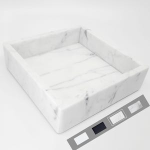 Square Marble Vanity Tray – White Bathroom Organizer, 6 – 24 Inch, Polished or Honed, Select Size and Marble Stone