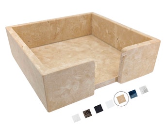 Travertine Napkin Holder Tray for Table, Natural Stone, Custom Size