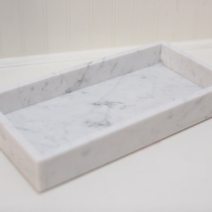 Carrara Marble Vanity Tray, Rectangle Organizer, Modern Decor (12-Inch x 6-Inch)