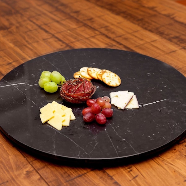 Black Marble Lazy Susan Turntable, Black Marble Lazy Susan, Marble Lazy Susan, Dining Table Centerpiece, Rotating Tray, 18 inch Black Marble