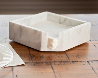 Marble Cocktail Napkin Holder, Carrara Stone Kitchen Caddy, Custom Sizes