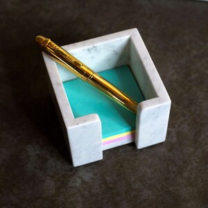 Custom Sticky Note Holder, Marble Office Desk Accessory Organizer, Stones Available
