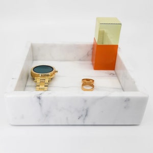 Tray for Ottoman, Square Tray for Ottoman, Tray for Ottoman Coffee Table, White Marble Tray, White Tray Vanity, Nighstand Tray, Marble Decor