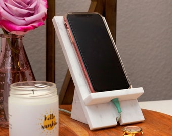 Phone Dock, Phone Dock Station, Dock Station Women, Phone Stand Desk, Marble Office Decor, Phone Stand, Tech Gift Women, Tech Accessories
