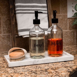 Handmade Ceramic Kitchen Sink Caddy With Glass Bottle Soap and