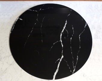 Extra Large Black Quartz Lazy Susan, Dining Table Centerpiece, 30 to 36 Inch, Custom Stone
