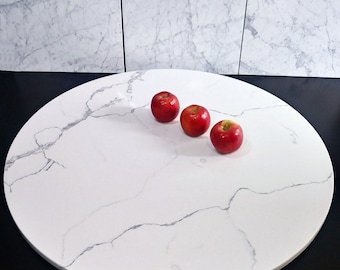 Calacatta Quartz Lazy Susan for Dining Table, Custom 24 to 36 Inch