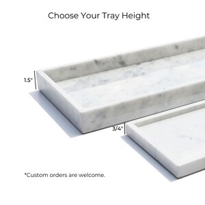 Choose your tray height: 1.5 inches or 3/4 inch. Custom orders are welcome.