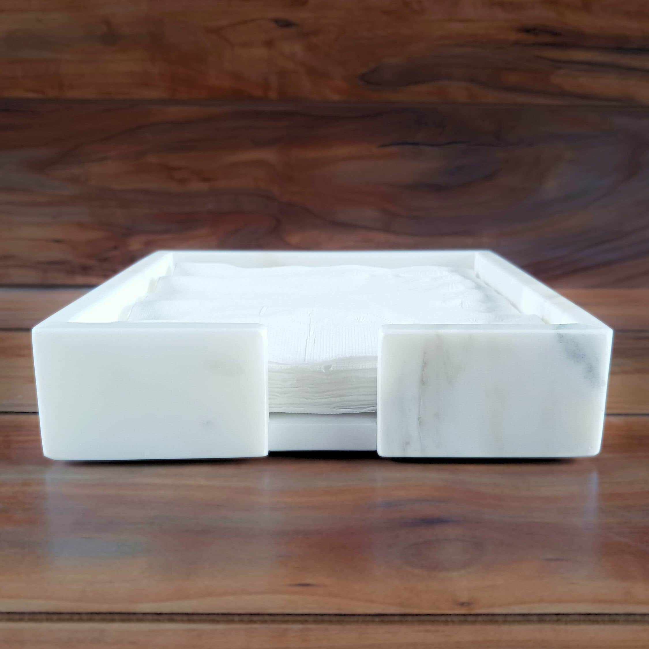 Square Calacatta Gold Marble Cocktail Napkin Holder for Kitchen Table ...