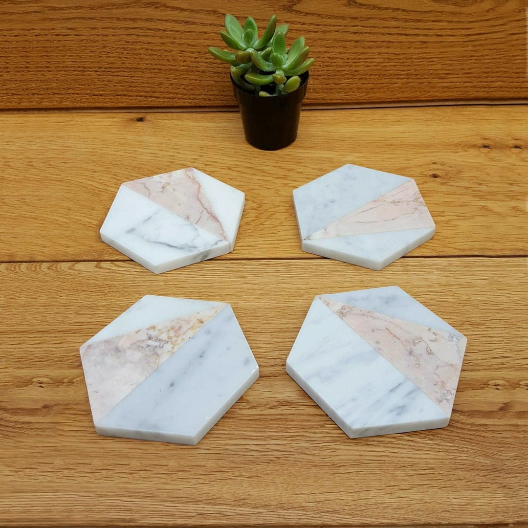 Coasters Pink, Pink Marble Coasters, Marble Coasters, Pink Kitchen ...