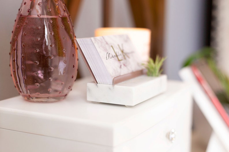 Business Card Holder Rose Gold Office Decor Business Card Etsy