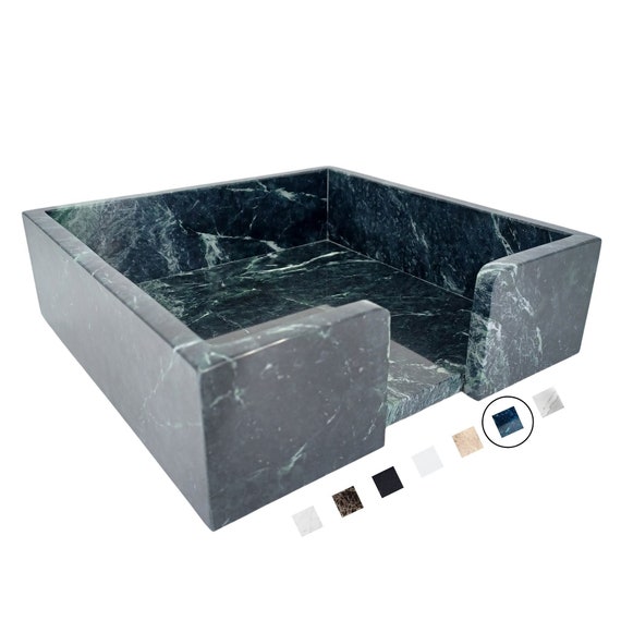 Modern Green Marble Napkin Holder Tray, Cocktail Luncheon Dinner, Custom Sizes Available