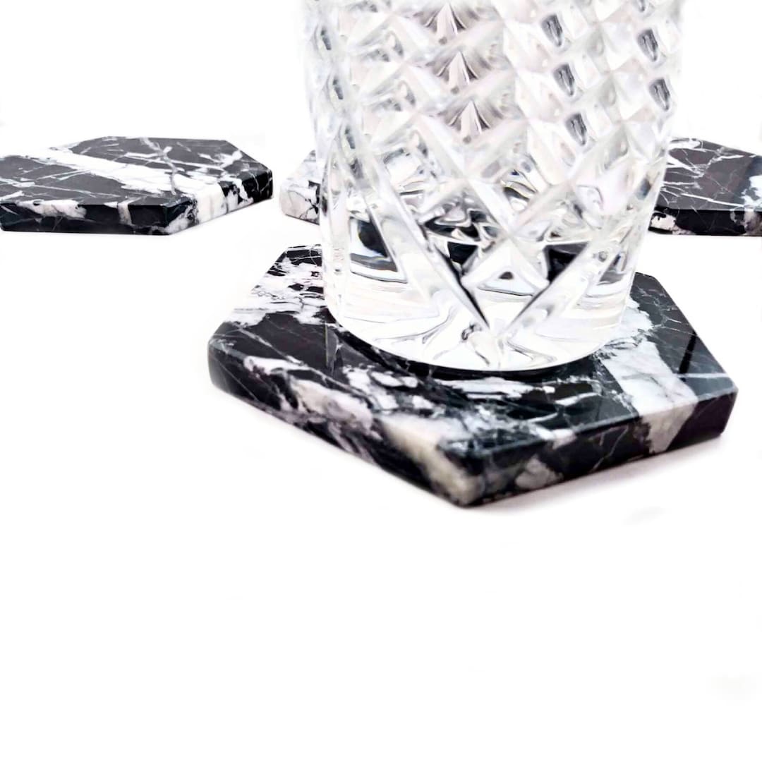 Black Coasters Coasters Marble Coasters Drink Coasters Etsy