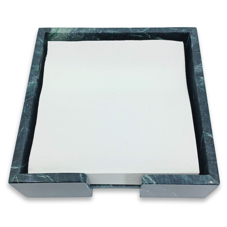 Modern Green Marble Napkin Holder Tray, Cocktail Luncheon Dinner, Custom Sizes Available image 8