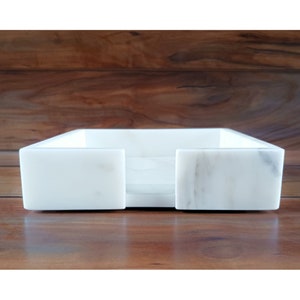 Square Calacatta Gold Marble Cocktail Napkin Holder for Kitchen Table ...