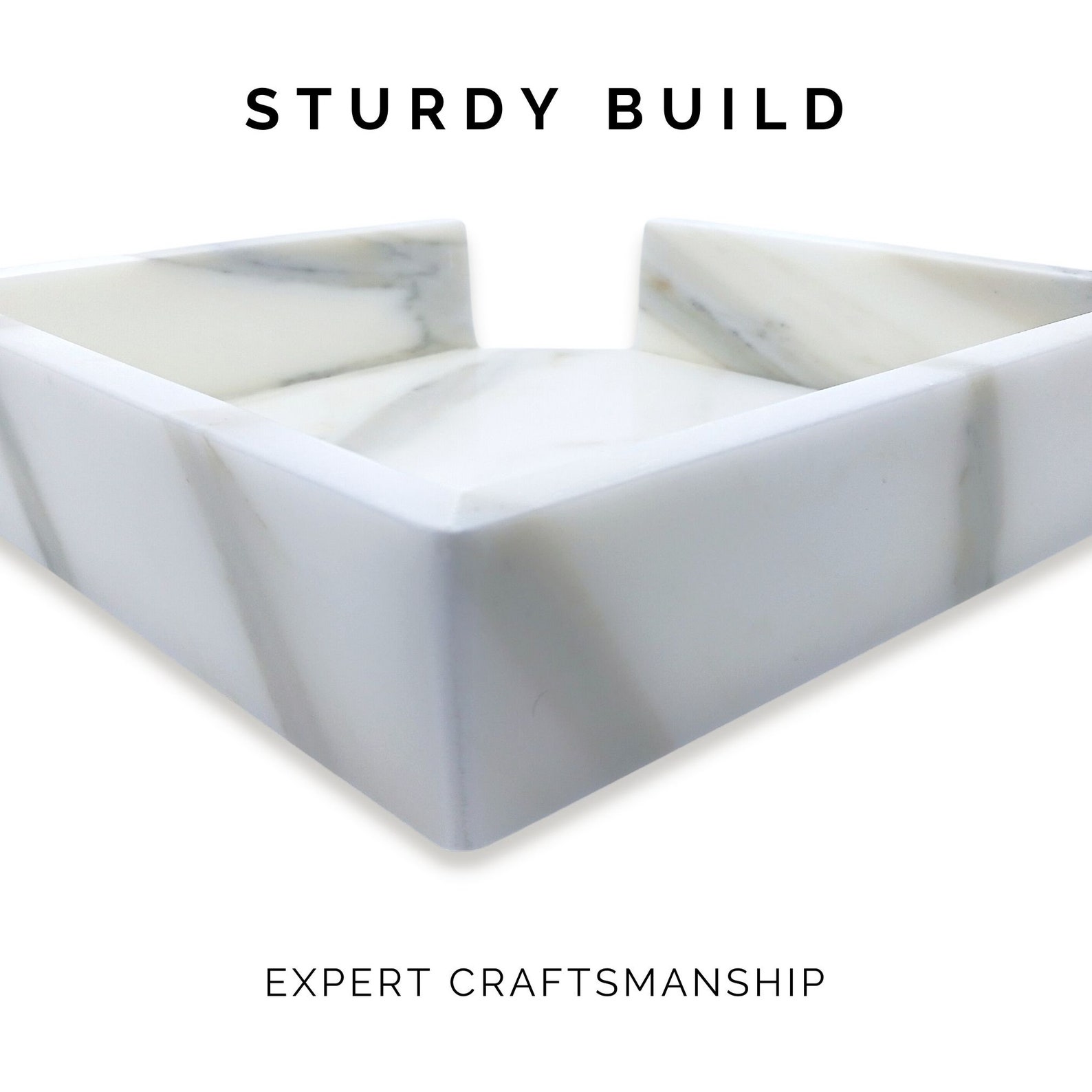 Cocktail Napkin Holder for Table, Modern Square Marble Napkin Caddy ...