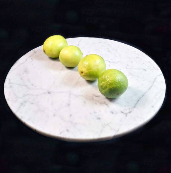 Round Marble Tray 12 inch, White Carrara Serving Board for Cheese, Display Platter