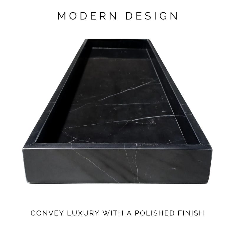 Long Black Marble Serving Tray – Rectangular Kitchen Counter Display ...