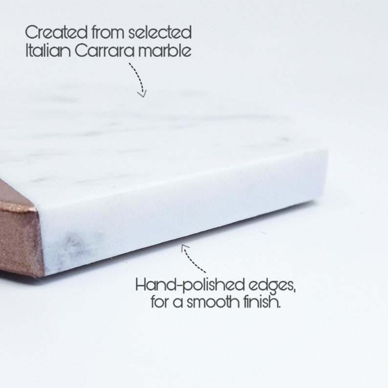 May include: A white marble serving board with a smooth, hand-polished edge. The board is made from selected Italian Carrara marble.