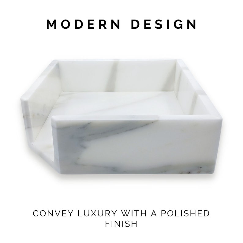 Cocktail Napkin Holder for Table, Modern Square Marble Napkin Caddy ...