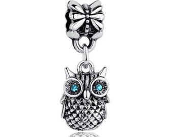 SC6996 10 Owl Charms Antique Silver Tone 2 Sided So Cute