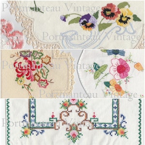 12 Printable Doilies,Vintage Digital Doilies Kit,Downloadable Doilies,Embroidered Doily Paper,Fussy Cut Ephemera,Junk Journal Supplies,Digik
