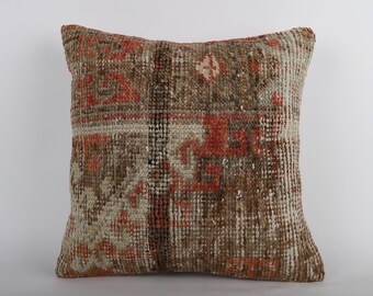 Handmade Turkish Kilim Pillow Cover: 20'' Aztec Boho Throw Pillow